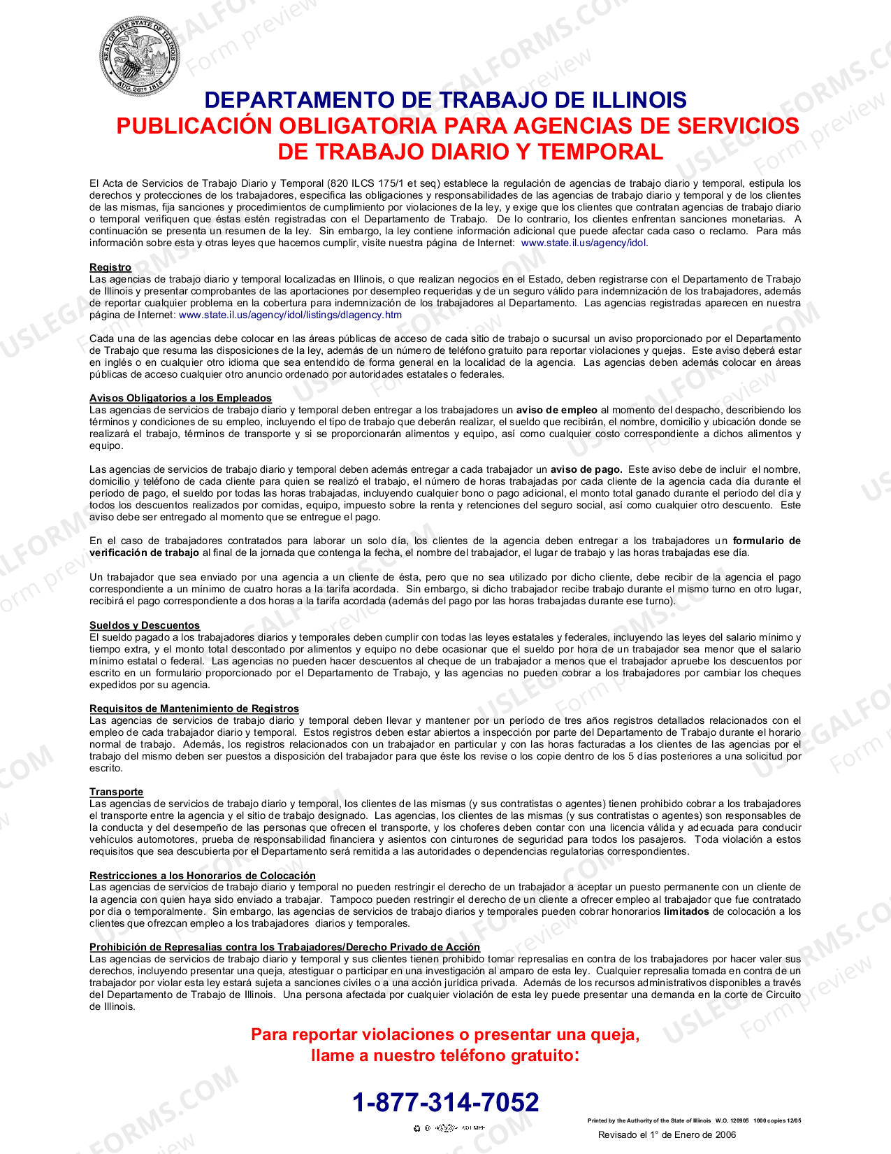 Chicago Illinois Department of Labor Required Posting for Day and