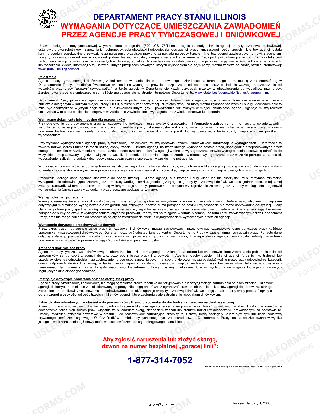 Chicago Illinois Department of Labor Required Posting for Day and