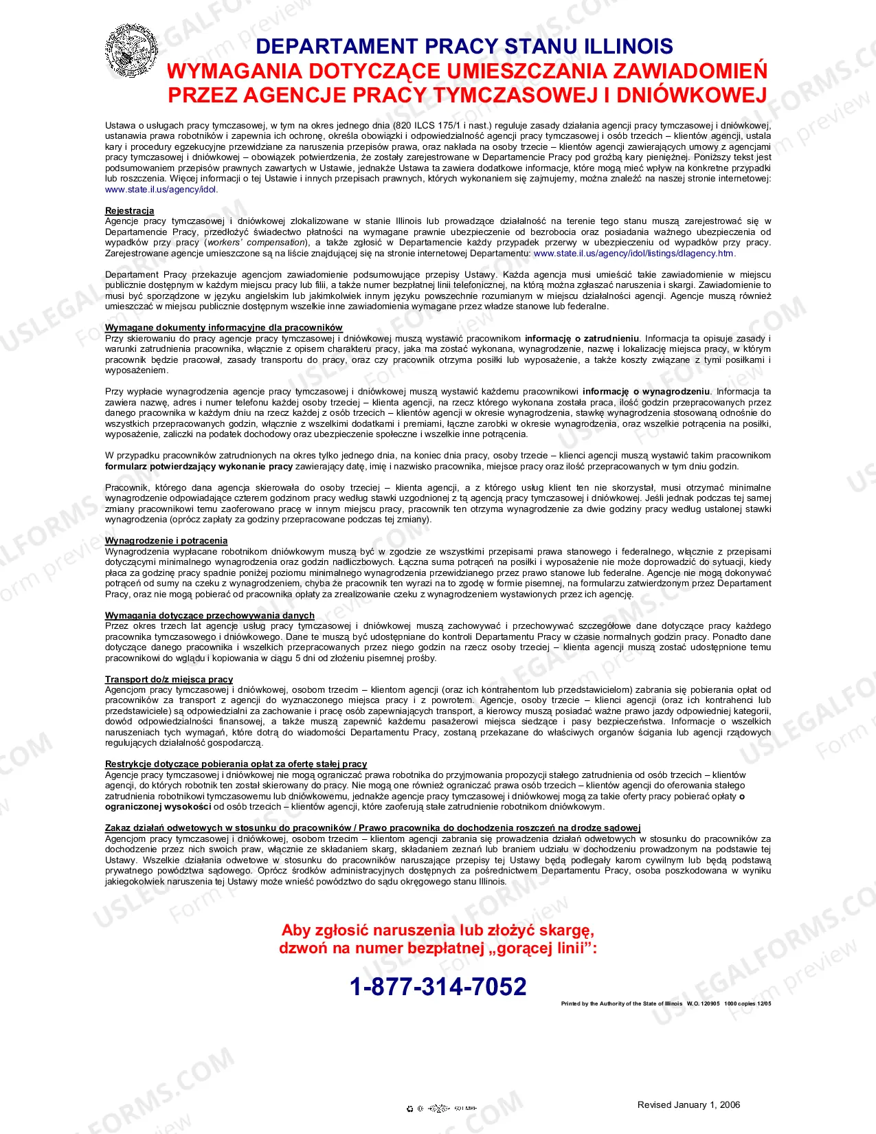 Preview Illinois Department of Labor Required Posting for Day and Temporary Labor Service Agencies