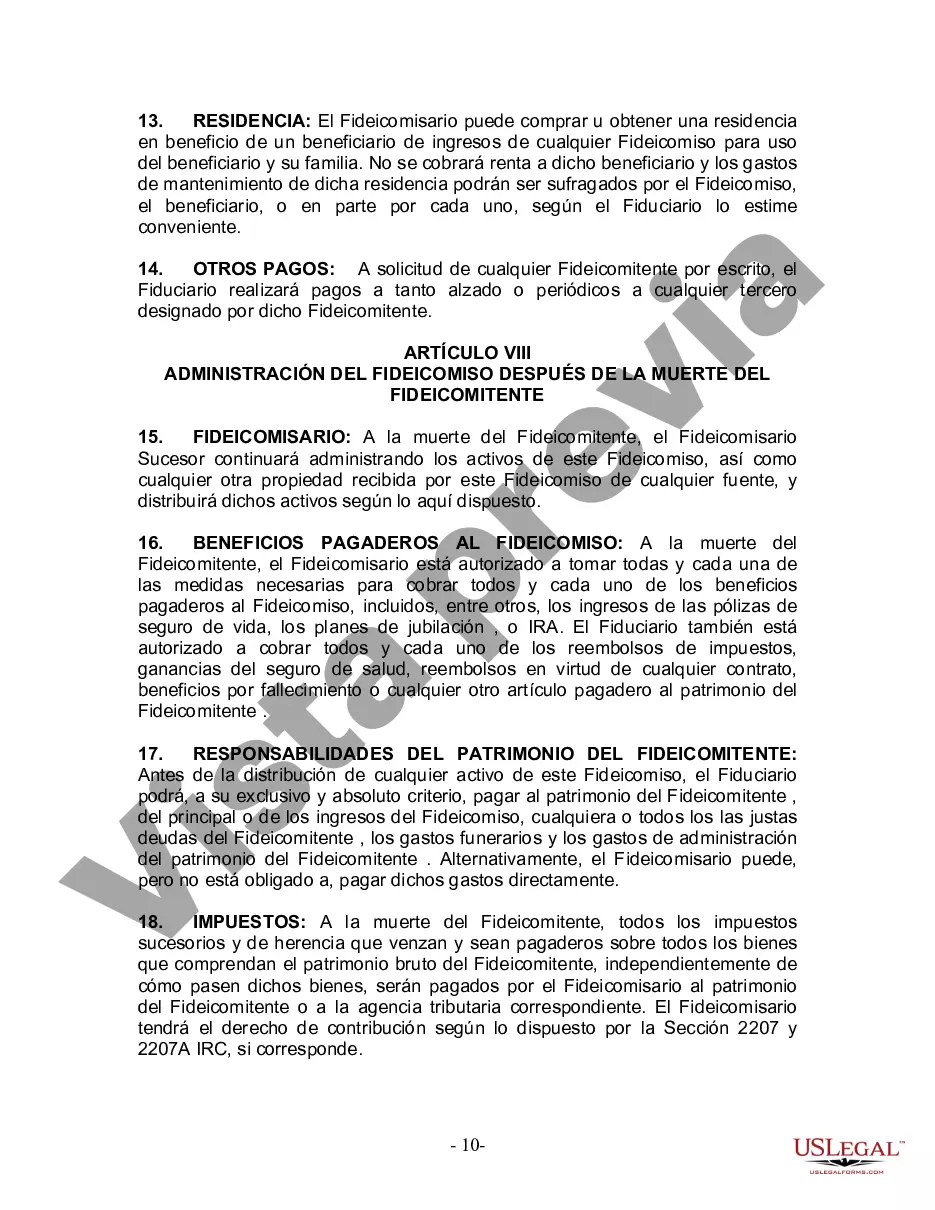 Preview Fideicomiso en vida para esposo y esposa sin hijos