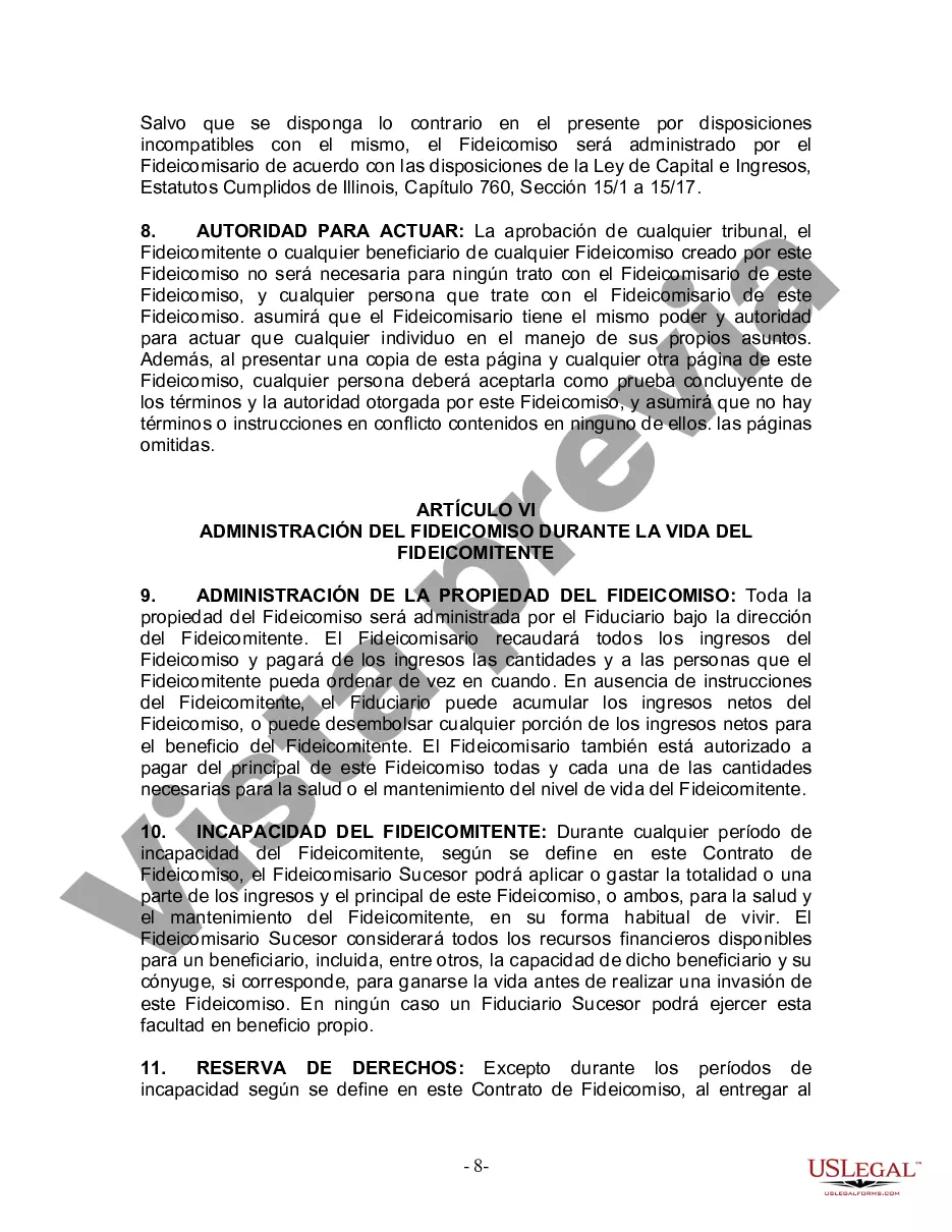 Preview Fideicomiso en vida para esposo y esposa sin hijos