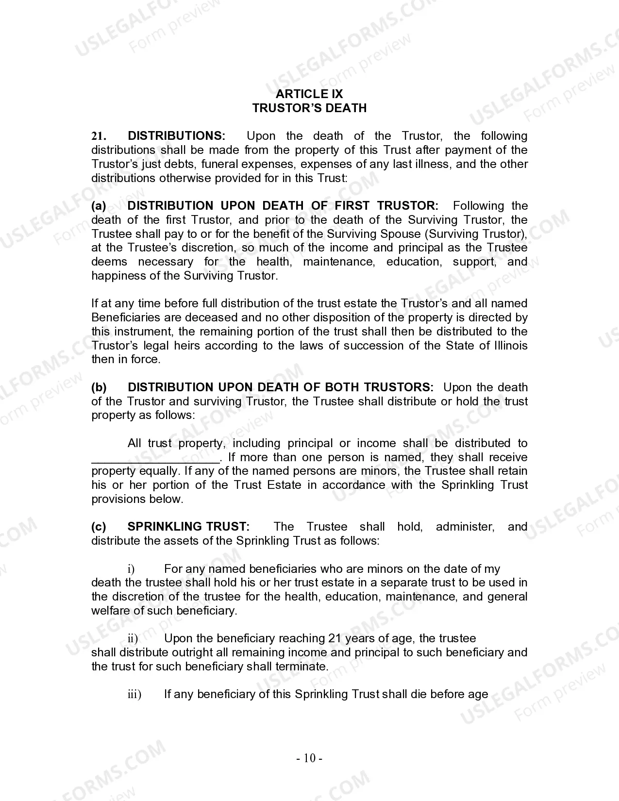 Preview Living Trust for Husband and Wife with No Children