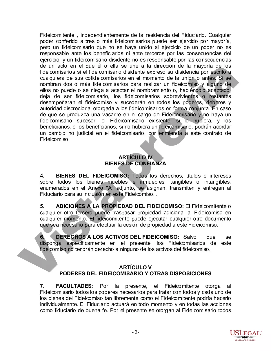 Preview Fideicomiso en Vida para Individuos Solteros, Divorciados o Viudos o Viudos sin Hijos