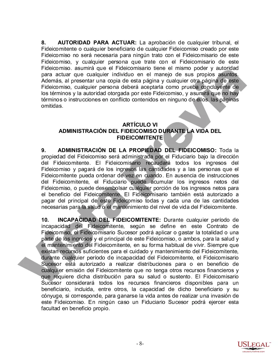 Preview Fideicomiso en Vida para Individuos Solteros, Divorciados o Viudos o Viudos sin Hijos