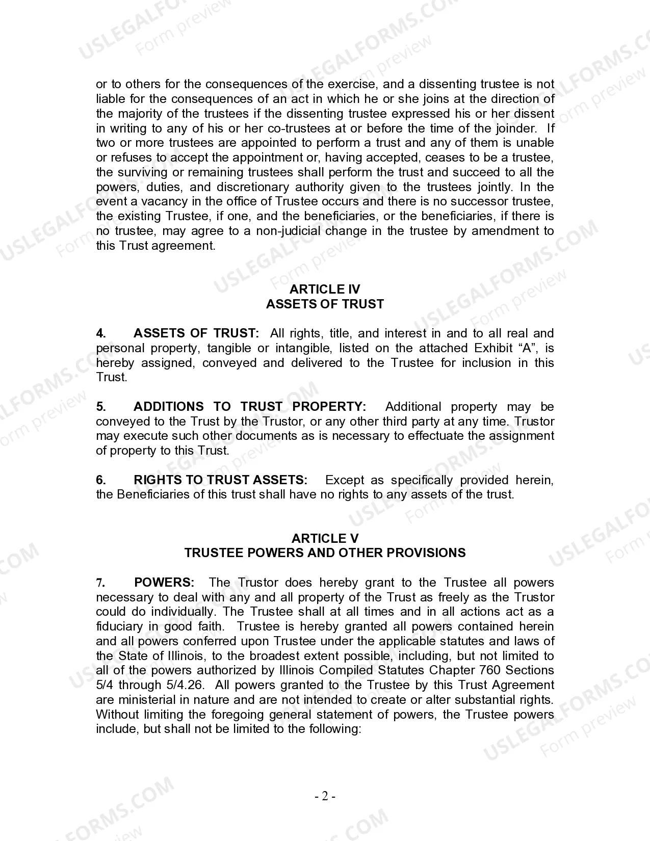 Preview Living Trust for Individual Who is Single, Divorced or Widow or Widower with No Children