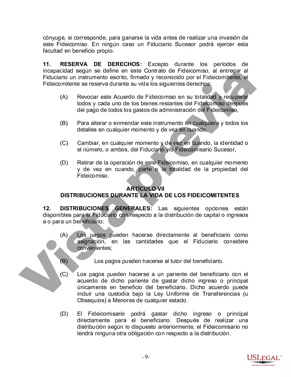 Preview Fideicomiso en vida para esposo y esposa con un hijo