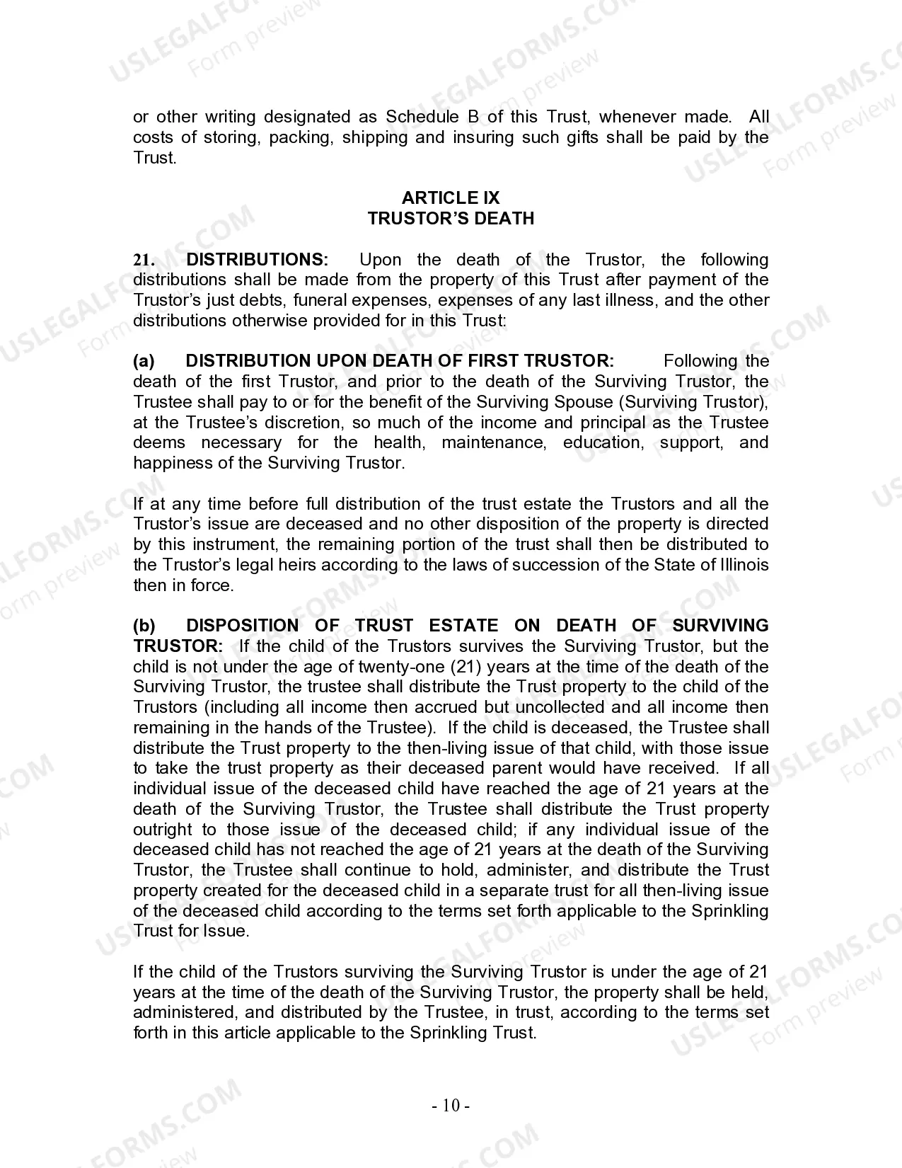 Preview Living Trust for Husband and Wife with One Child