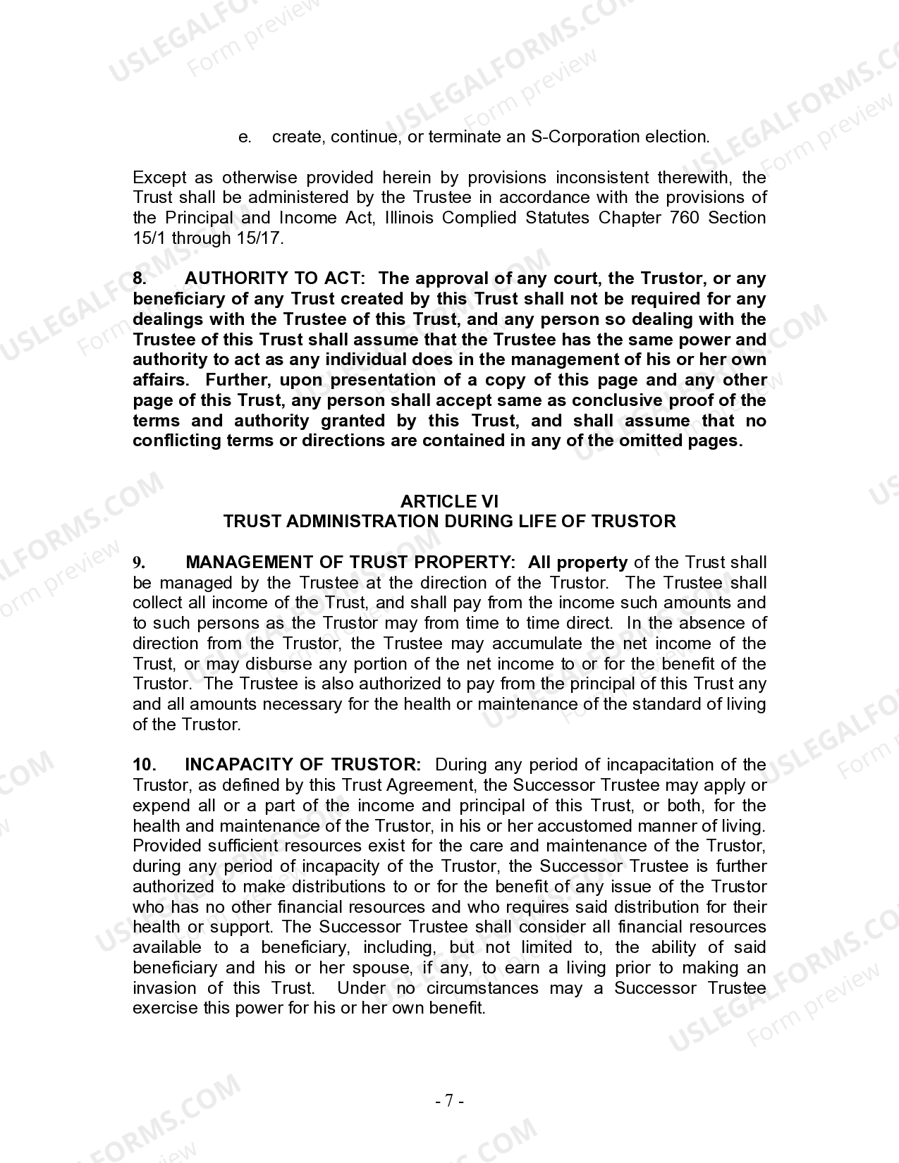 Illinois Living Trust for Husband and Wife with Minor and or Adult