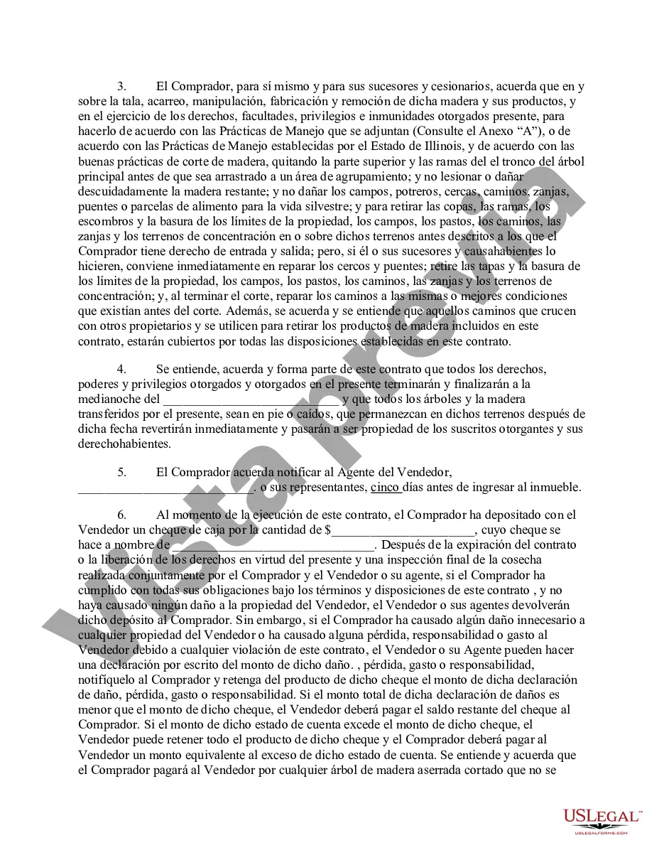 Preview Contrato de venta de madera de Illinois
