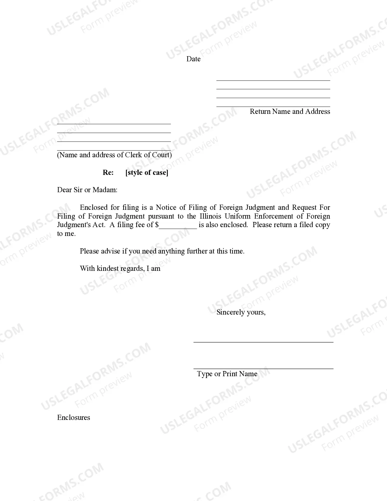 Preview Illinois Foreign Judgment Enrollment