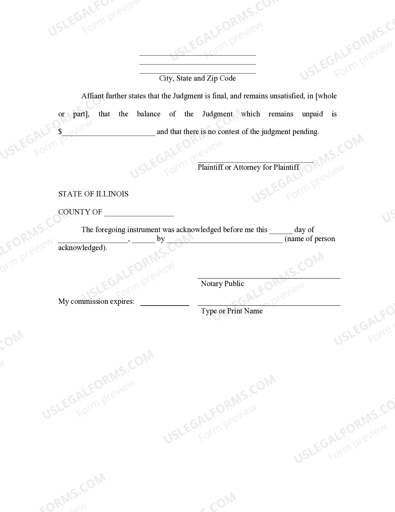 Preview Illinois Foreign Judgment Enrollment