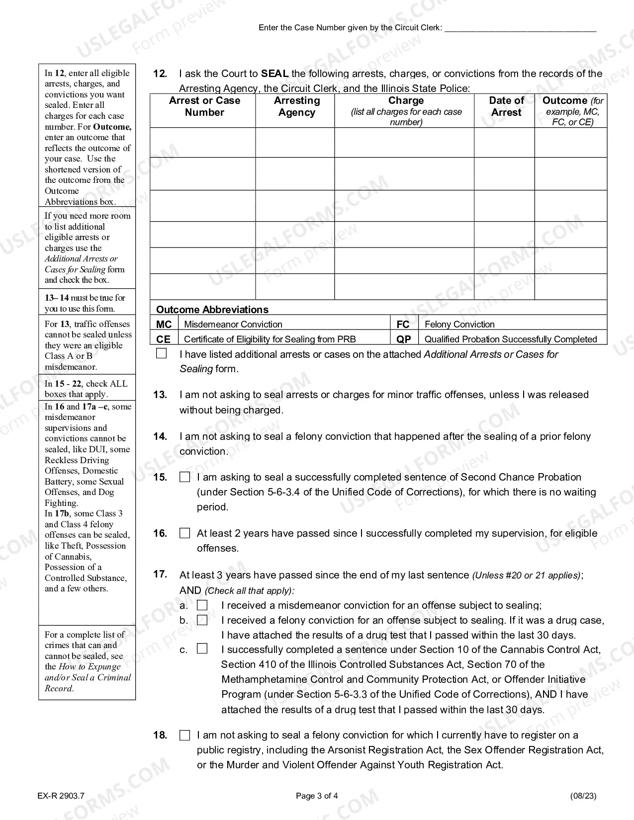Preview Request to Expunge and Impound and/or Seal Criminal Records