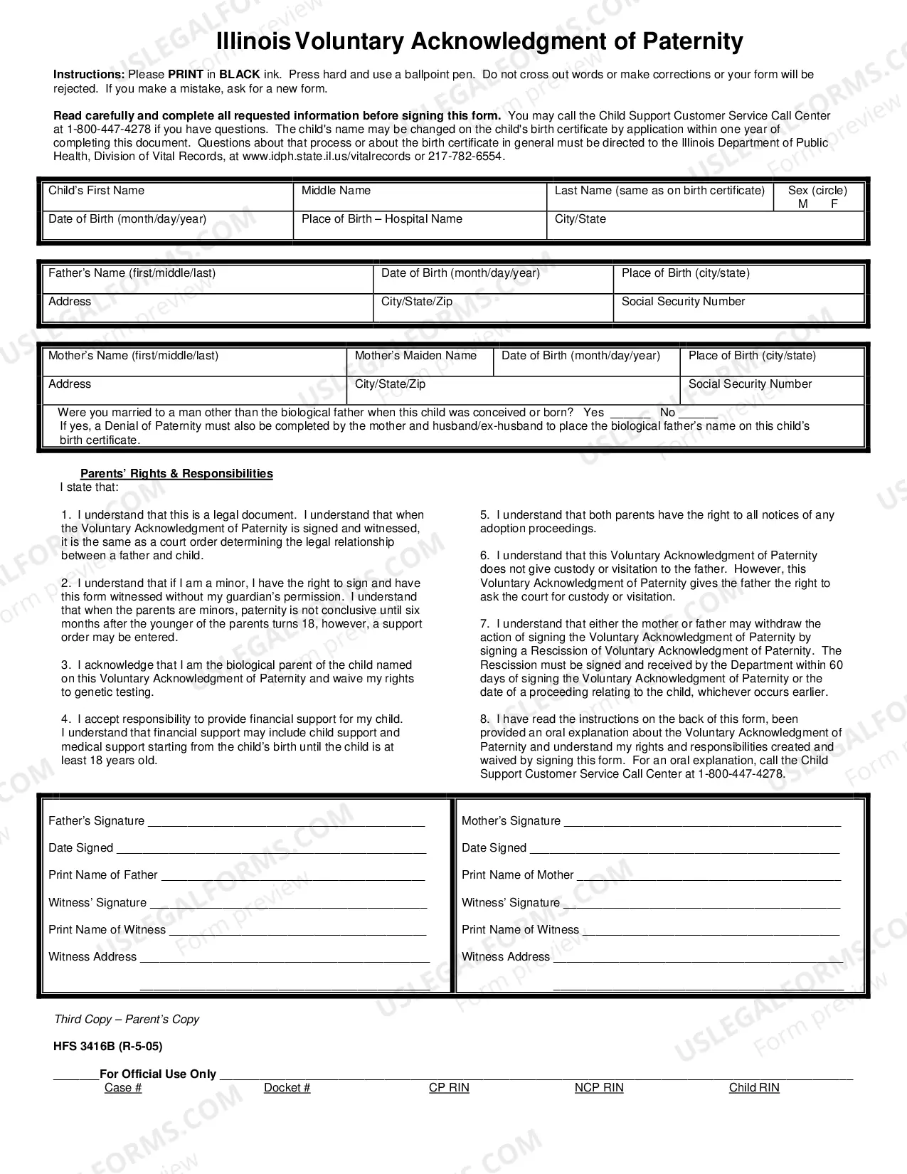Preview Voluntary Acknowledgment of Paternity