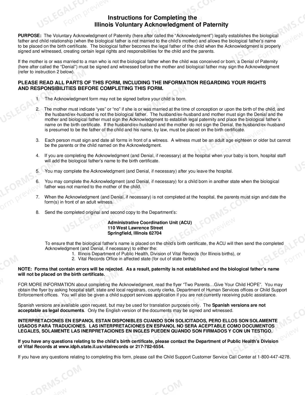 Preview Voluntary Acknowledgment of Paternity