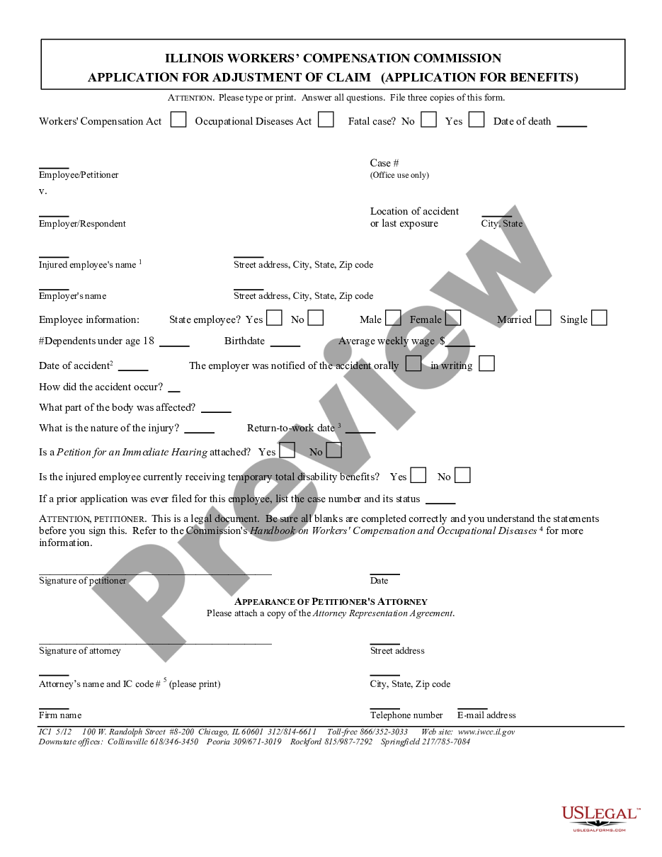 form Application for Adjustment for Workers' Compensation preview