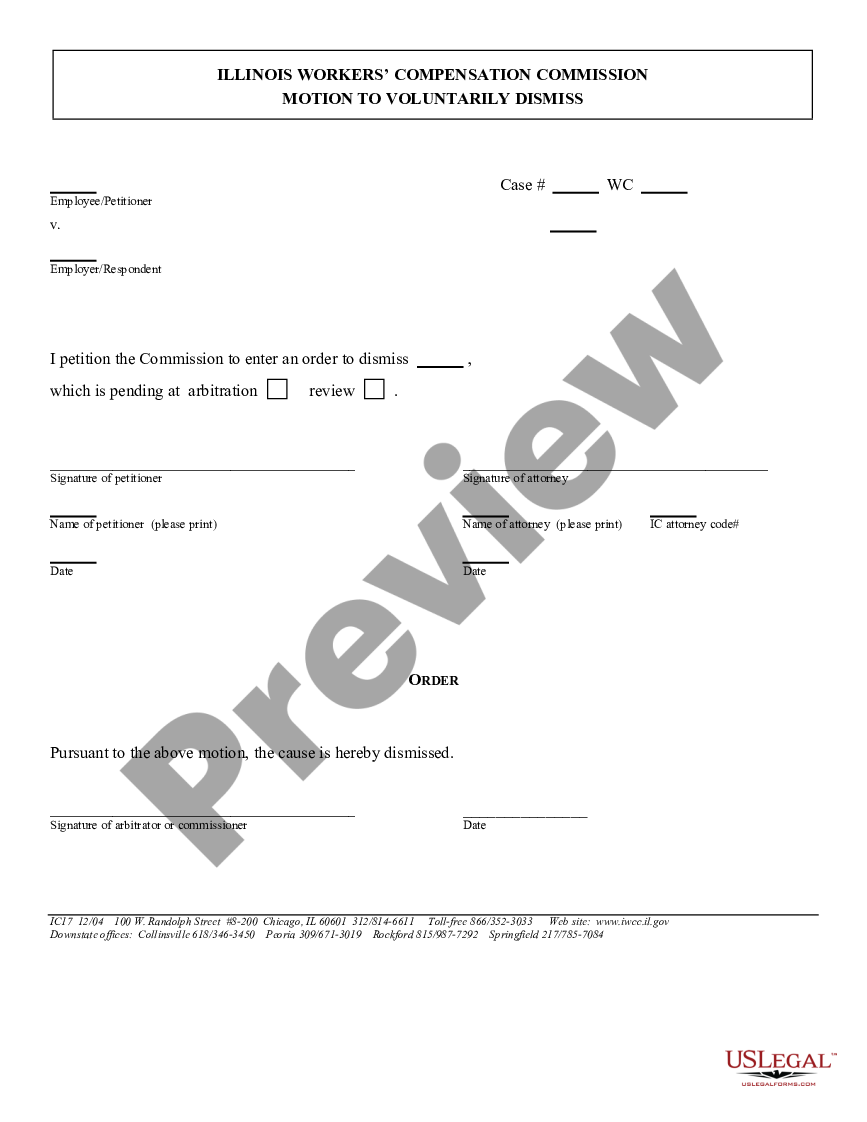 form Motion to Voluntarily Dismiss for Workers' Compensation preview
