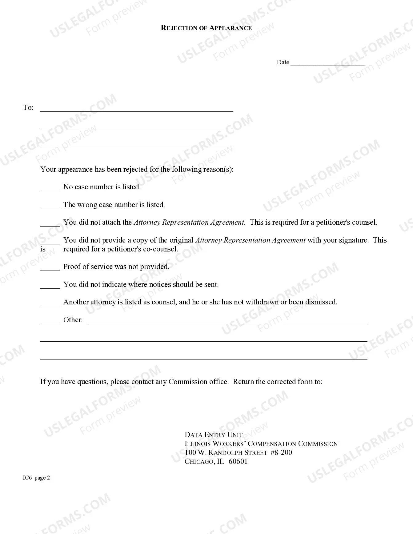 Preview Appearance of Representative for Workers' Compensation