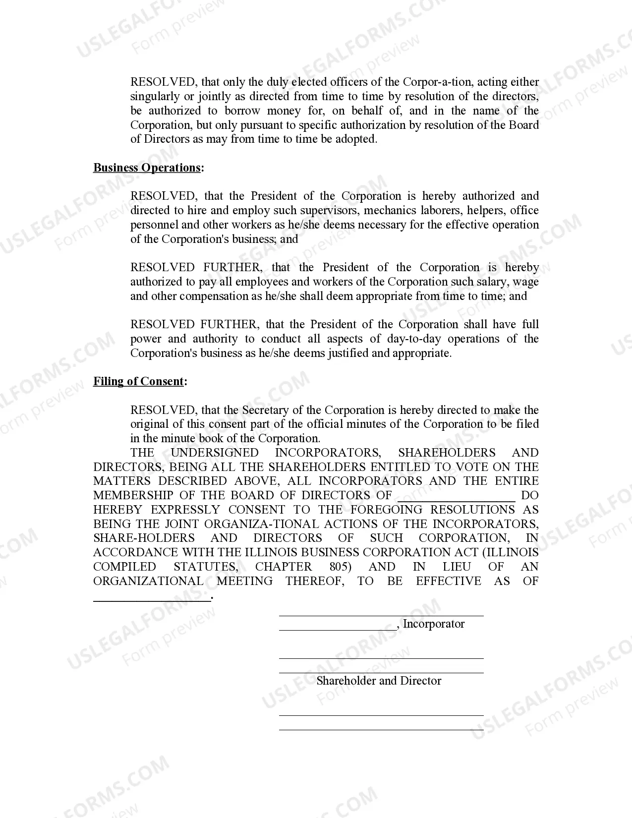 Preview Minutes for Organizational Meeting