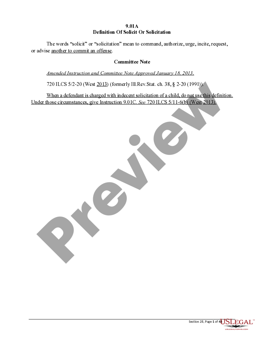 Illinois 9.01A Definition Of Solicit Or Solicitation US Legal Forms