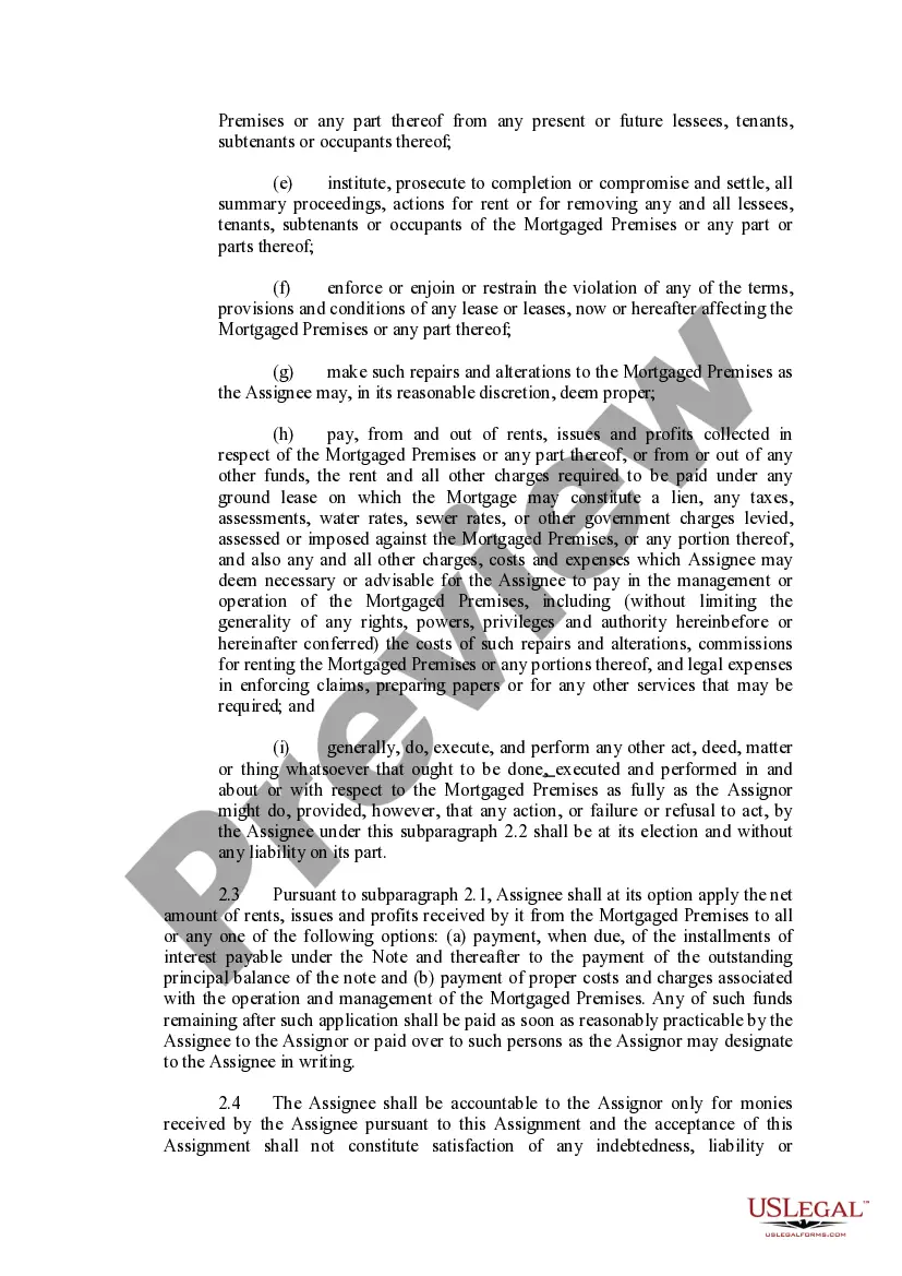 Preview Assignment of Leases, Rents and Contract Rights