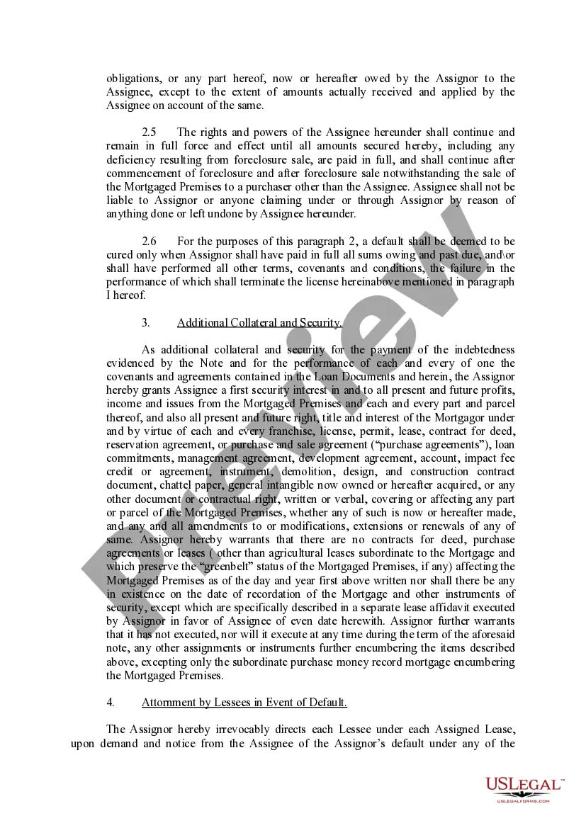 Preview Assignment of Leases, Rents and Contract Rights