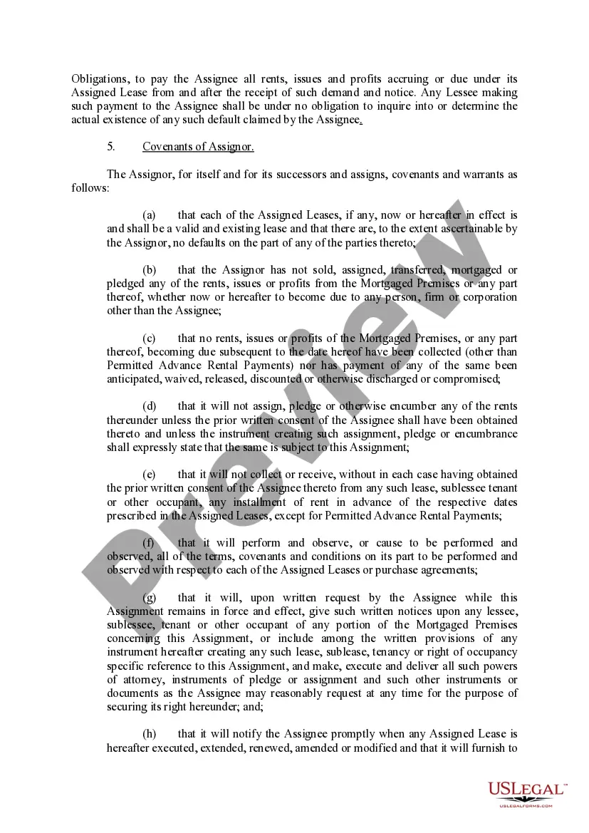 Preview Assignment of Leases, Rents and Contract Rights