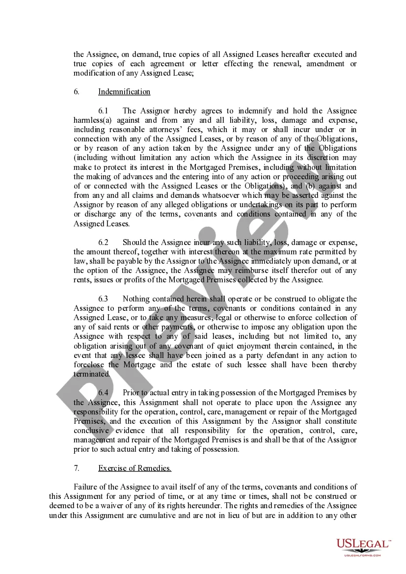 Preview Assignment of Leases, Rents and Contract Rights