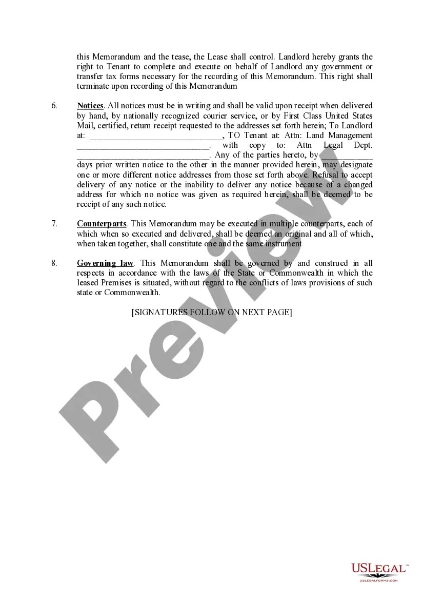 Preview Memorandum of Lease