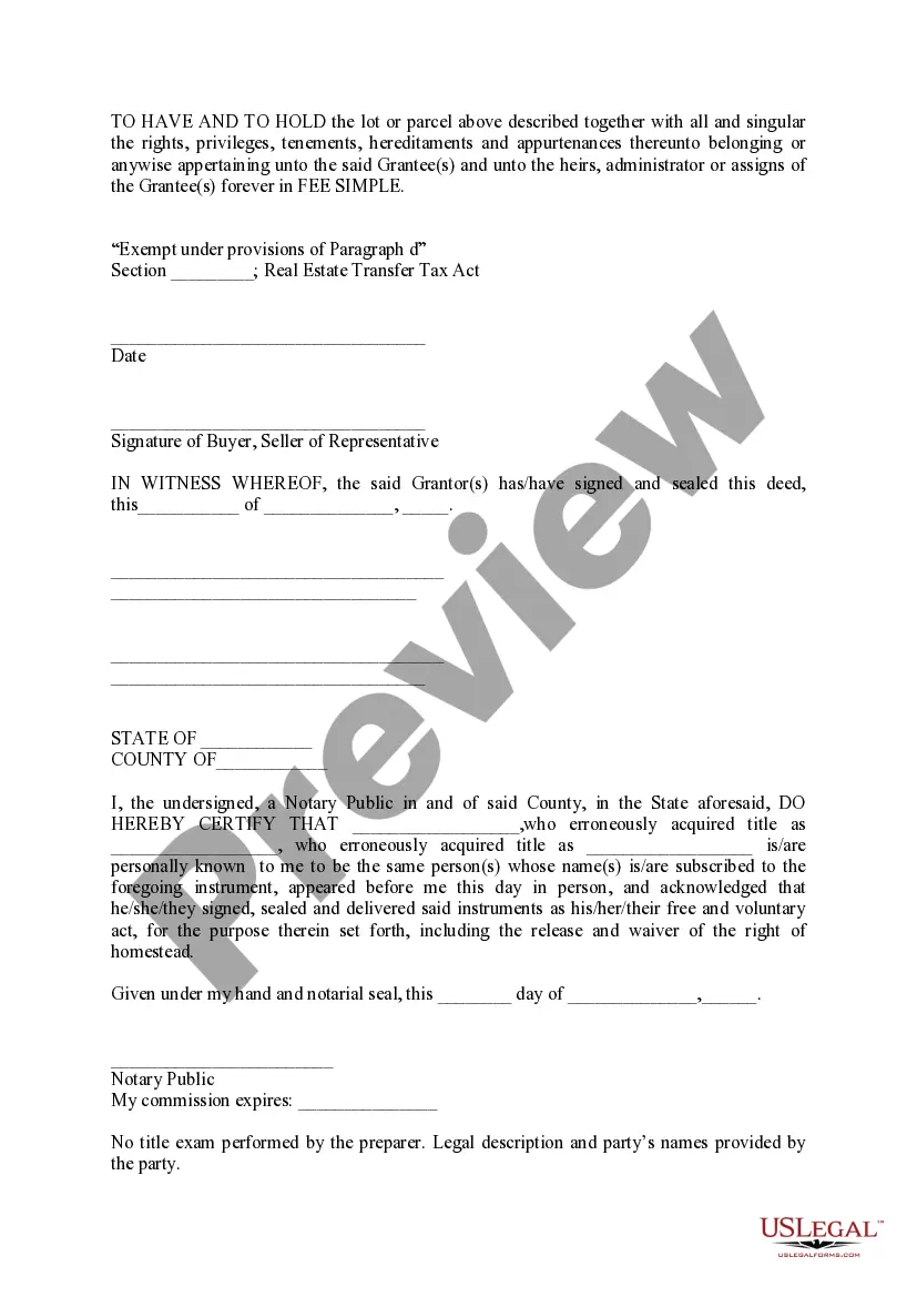 Preview Corrective Quit Claim Deed