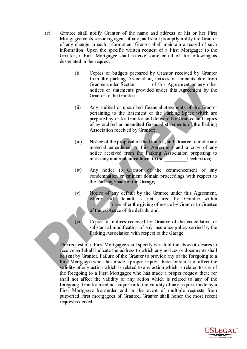 Preview Exclusive Easement Agreement For Parking Space