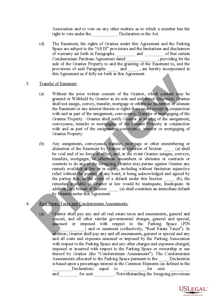 Preview Exclusive Easement Agreement For Parking Space
