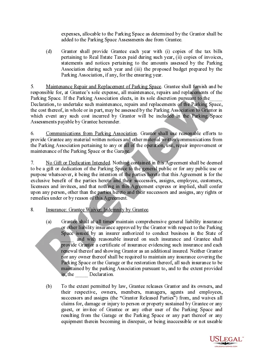 Preview Exclusive Easement Agreement For Parking Space