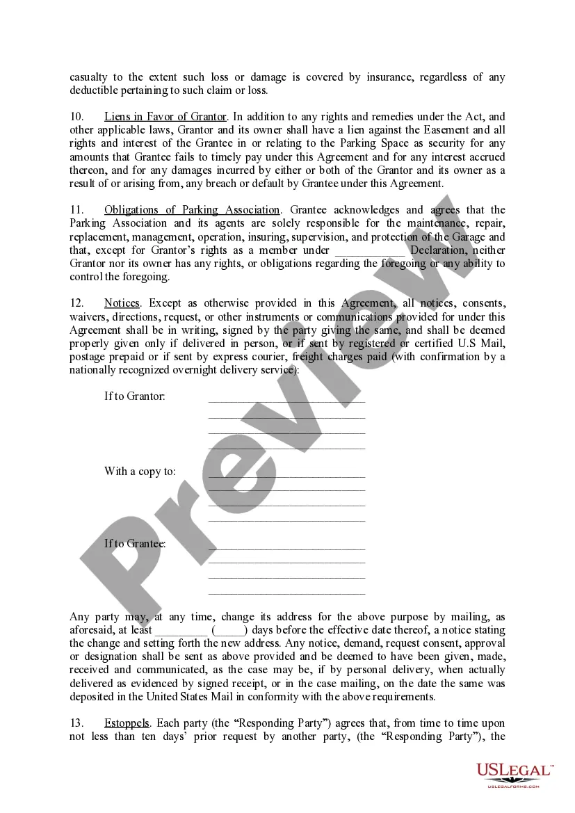 Preview Exclusive Easement Agreement For Parking Space