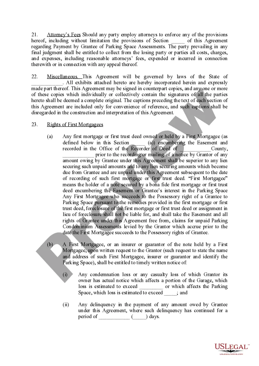 Preview Exclusive Easement Agreement For Parking Space