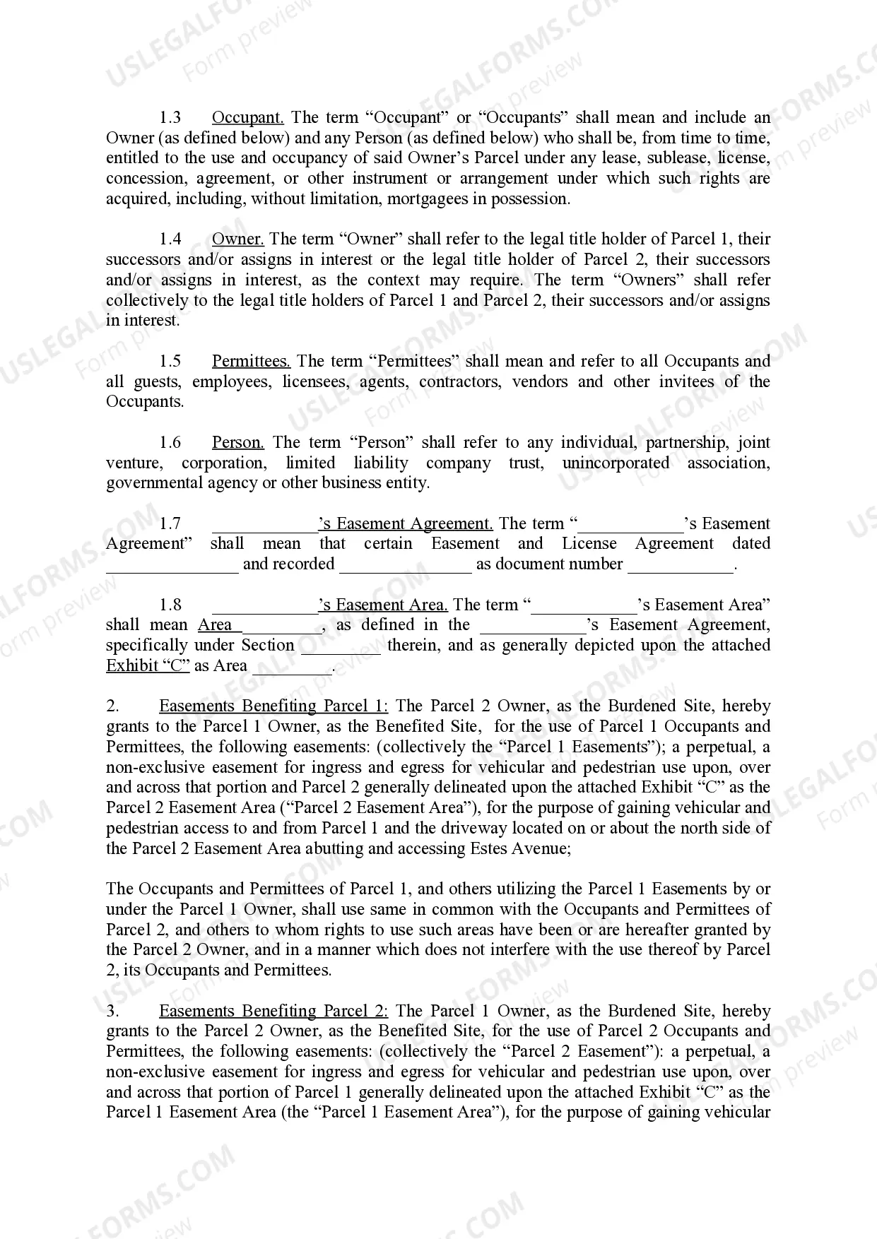 Preview Easement Agreement