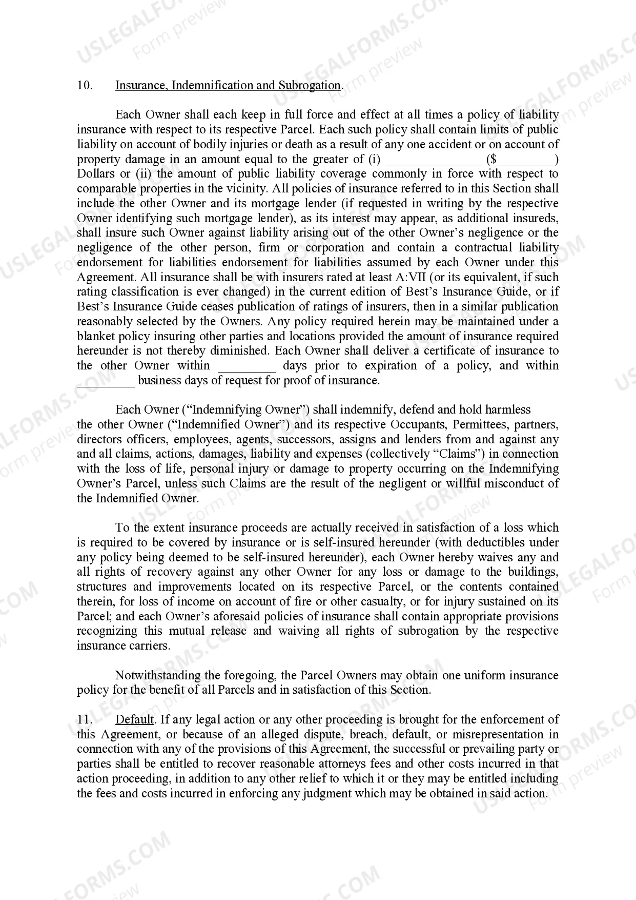 Preview Easement Agreement