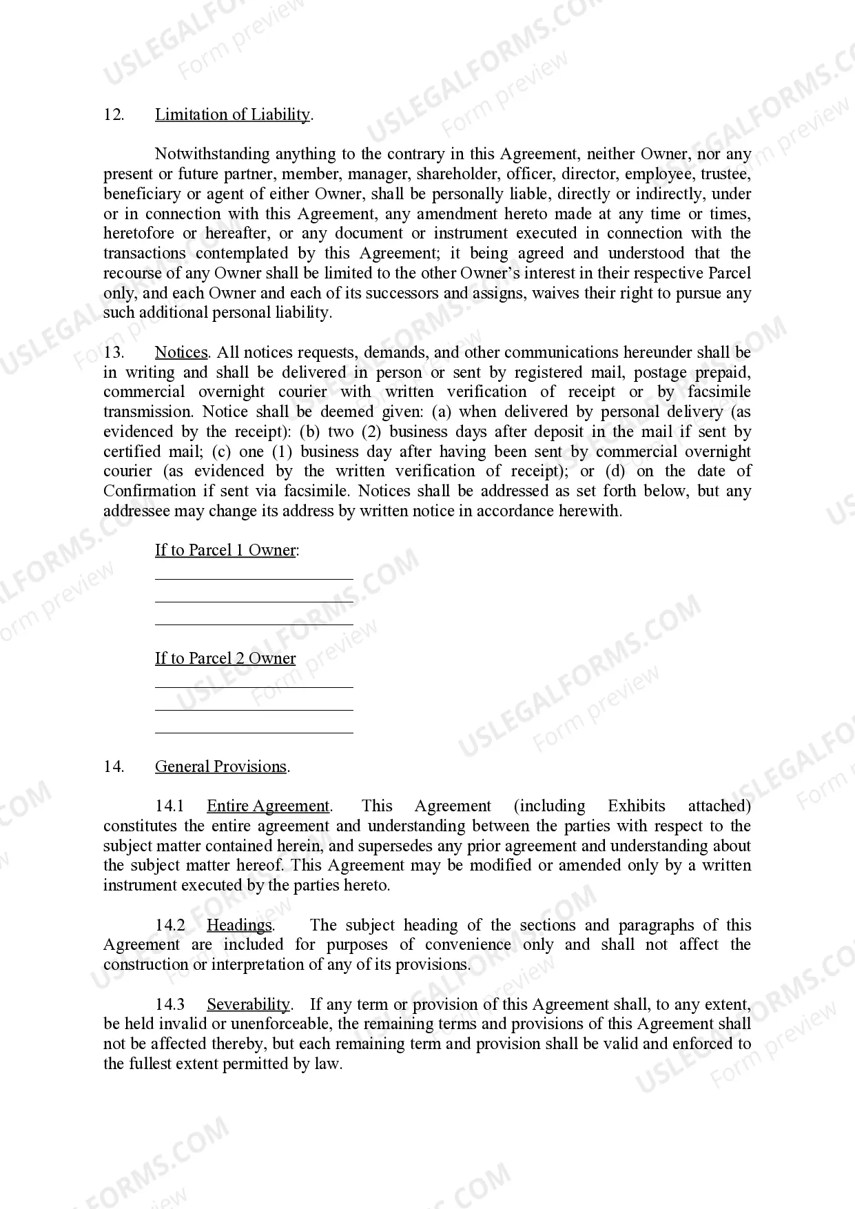 Preview Easement Agreement