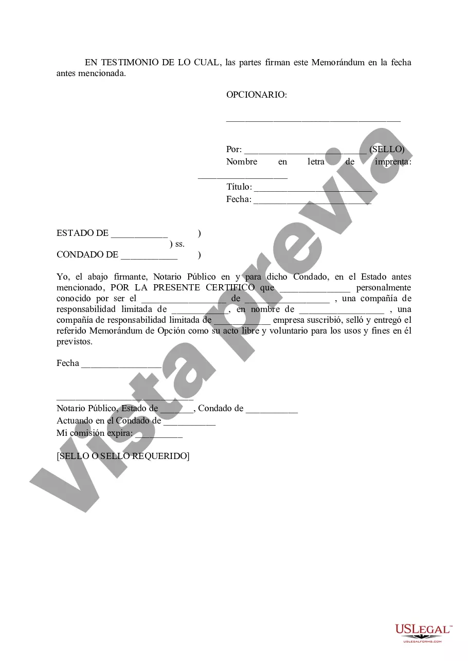 Preview Memorándum de Opción