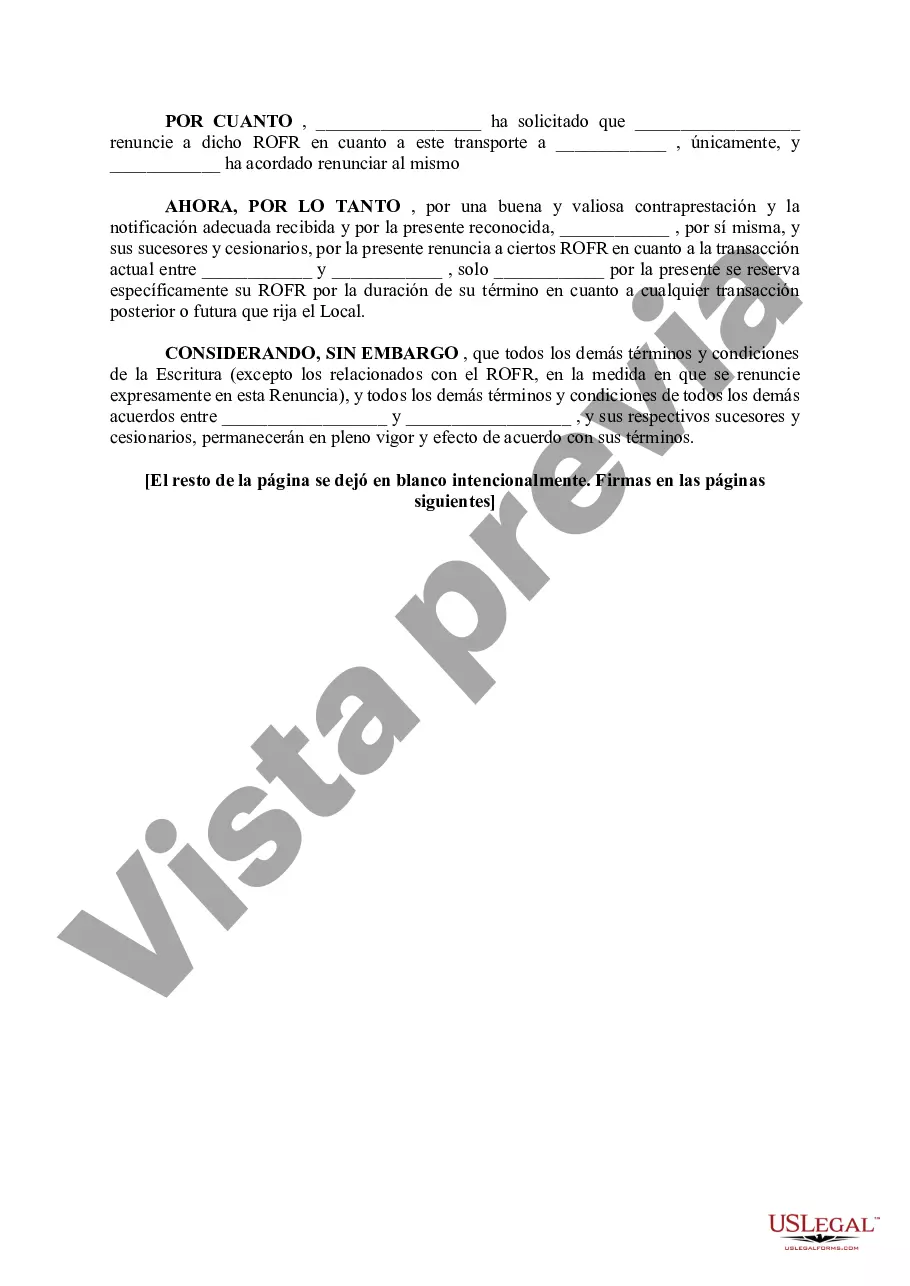 Preview Renuncia por única vez al derecho de