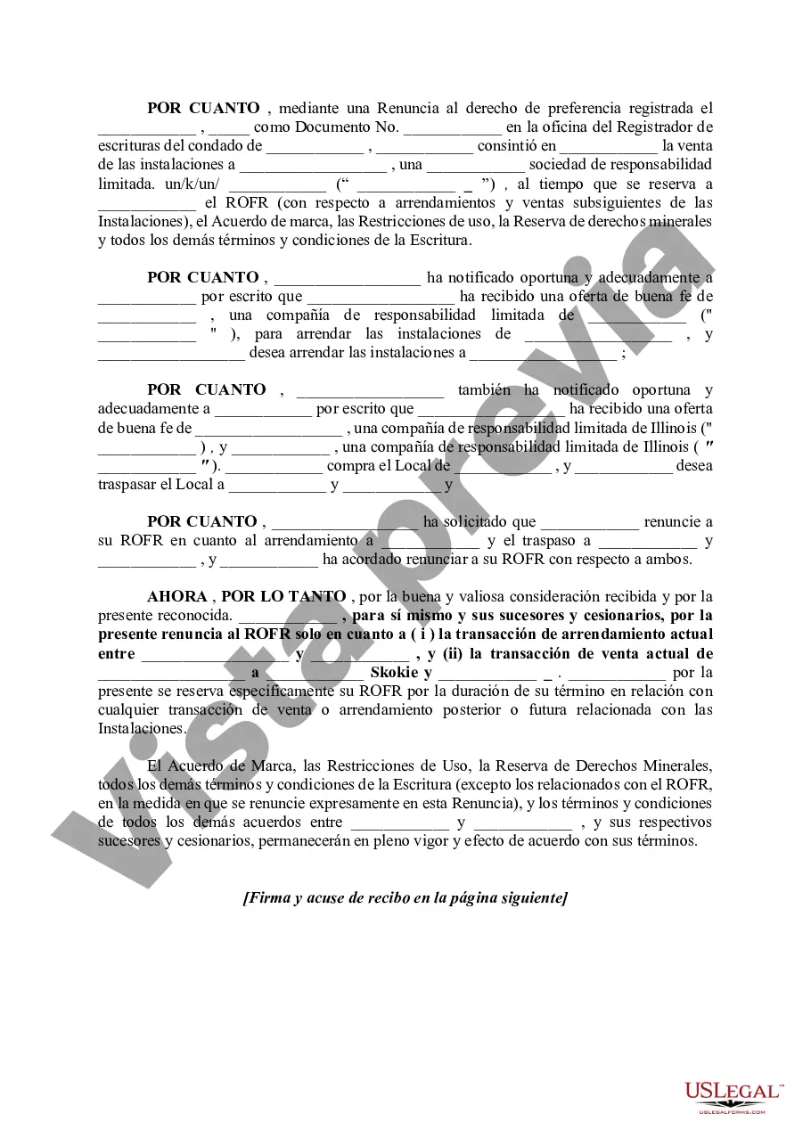 Preview Renuncia al derecho de preferencia