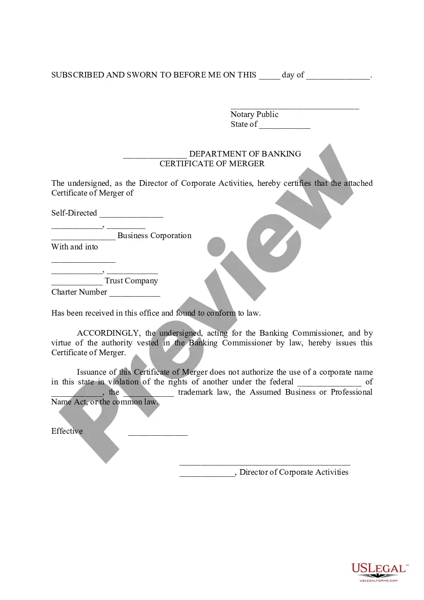 Preview Affidavit of Merger With Resulting Change of Name Of Real Property Ownership