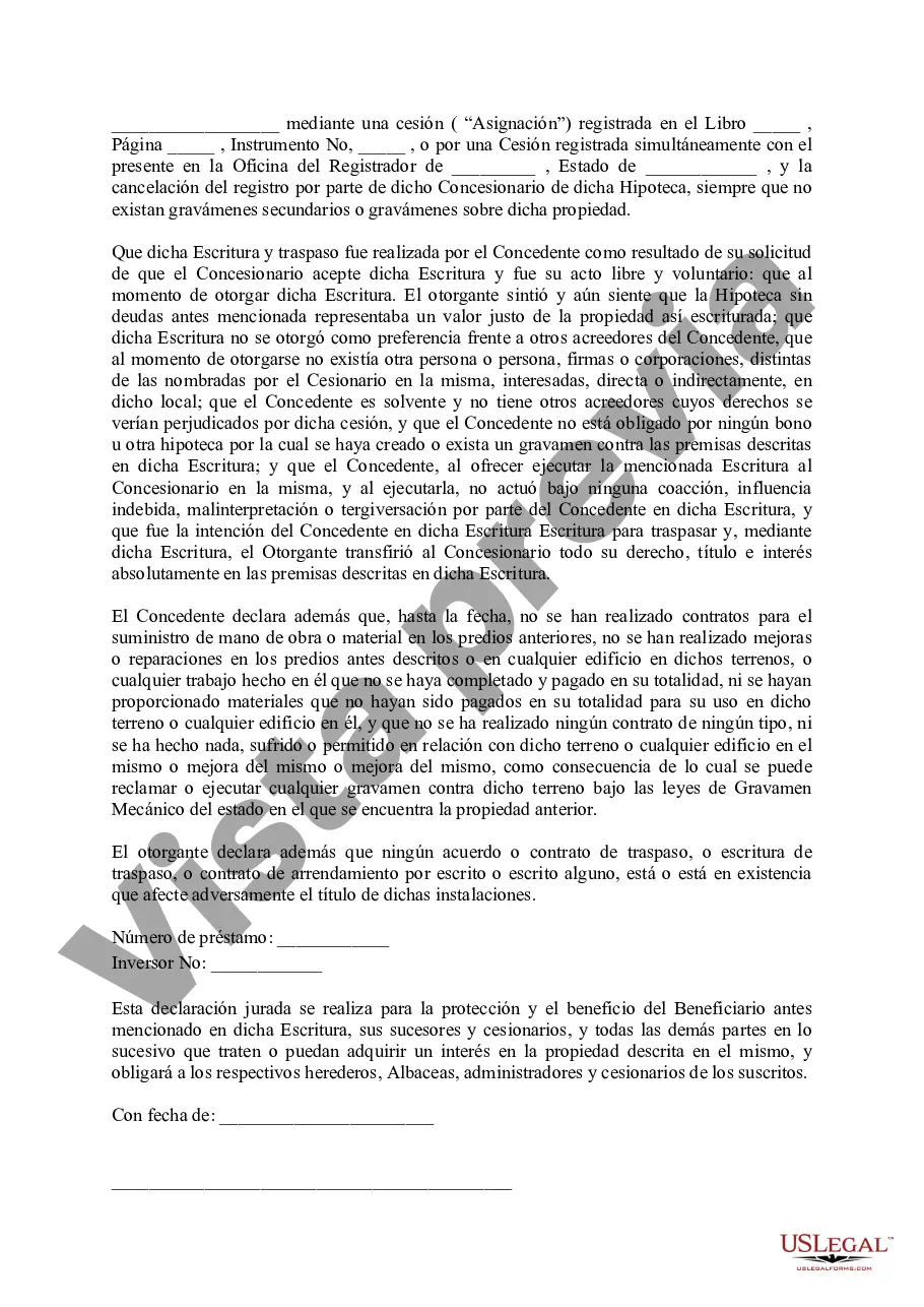 Preview Declaración jurada de impedimento y gravamen mecánico