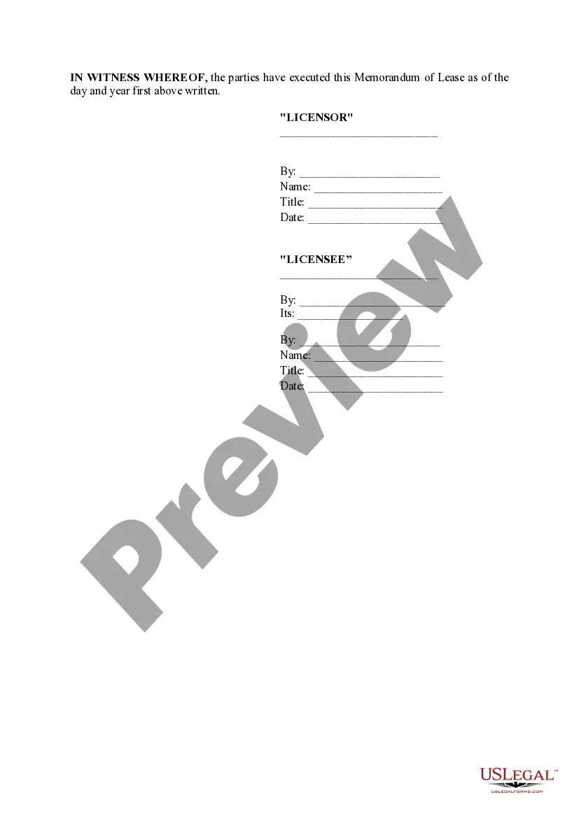 Preview Memorandum of License