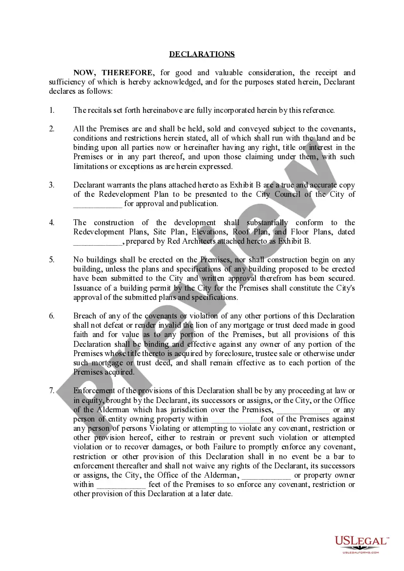 Preview Declaration of Restrictive Covenants