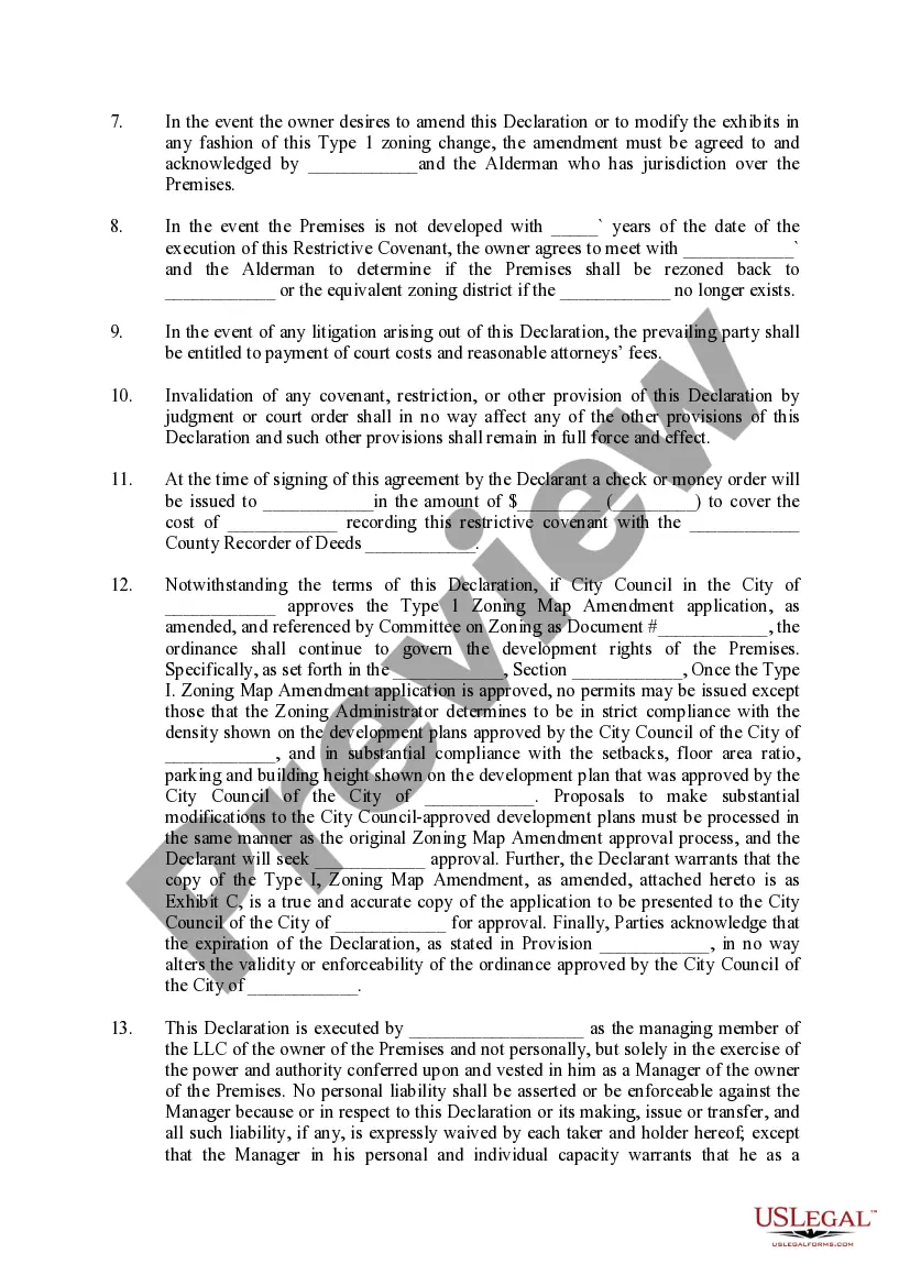 Preview Declaration of Restrictive Covenants