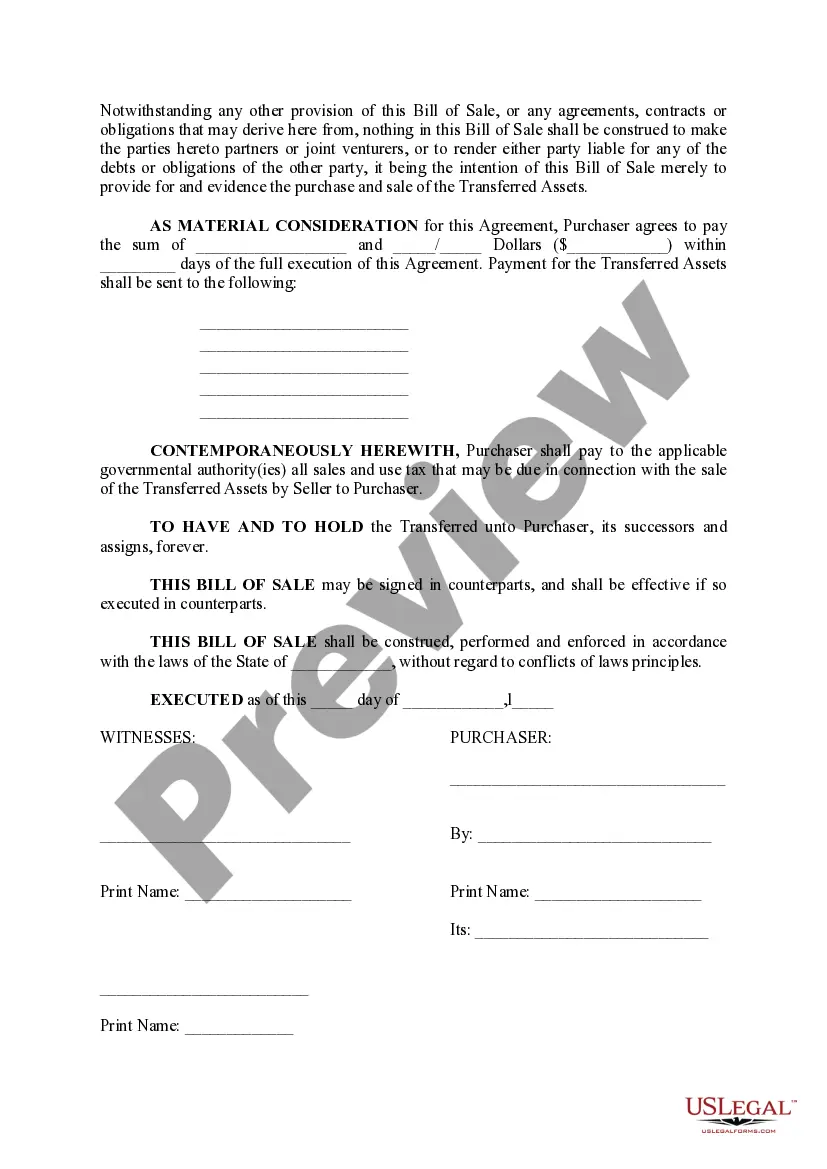 Preview Bill of Sale