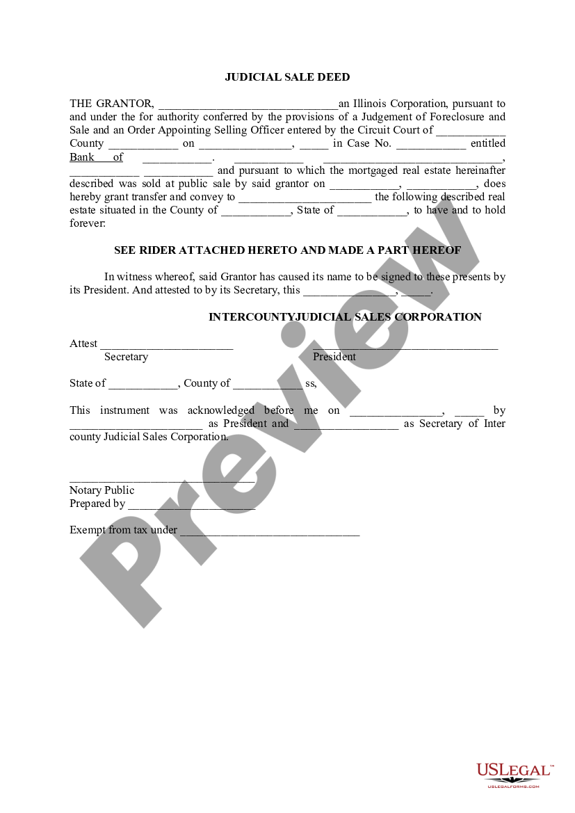 Illinois Judicial Sale Deed What Is A Judicial Deed Us Legal Forms 