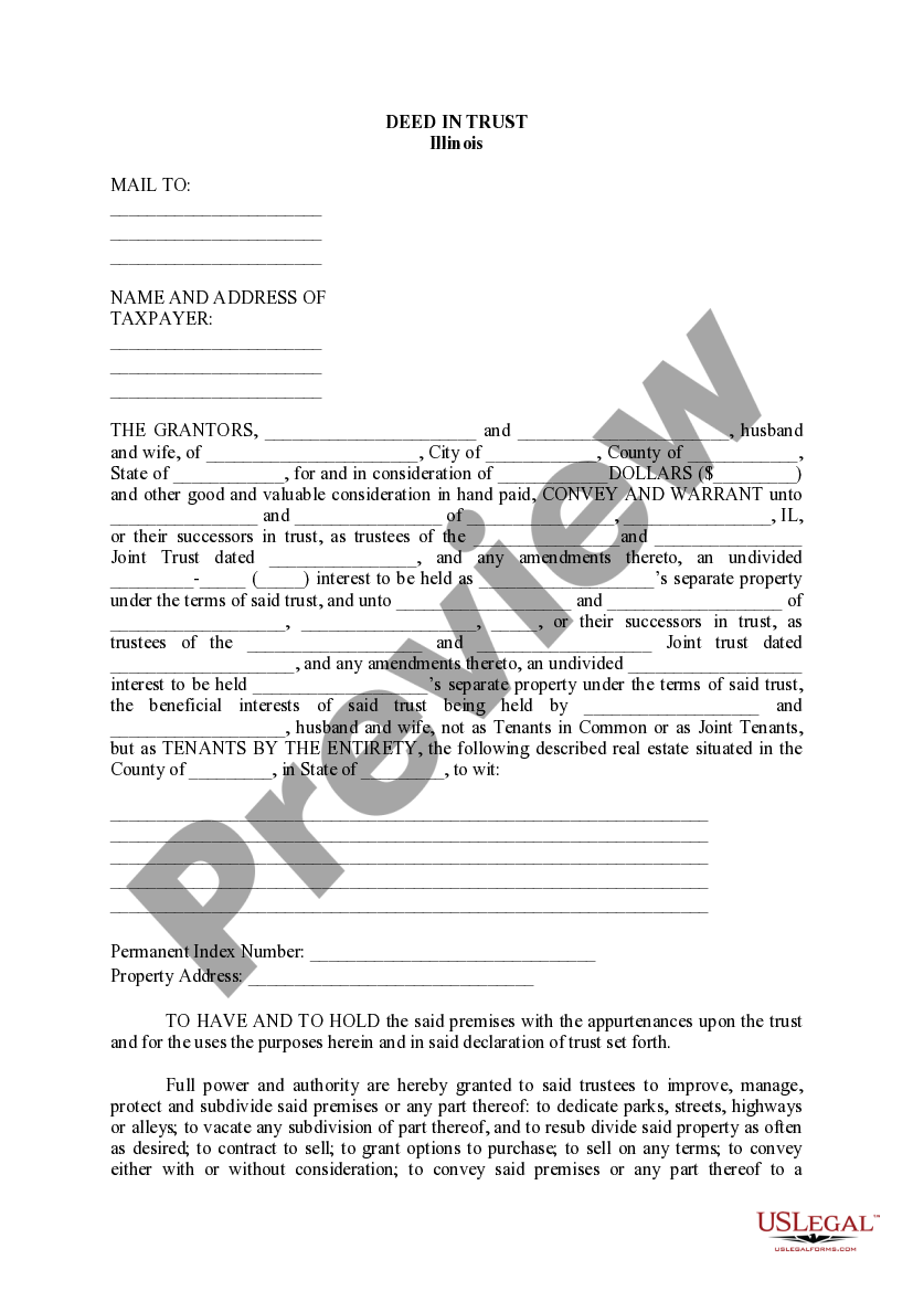 Chicago Illinois Deed In Trust US Legal Forms