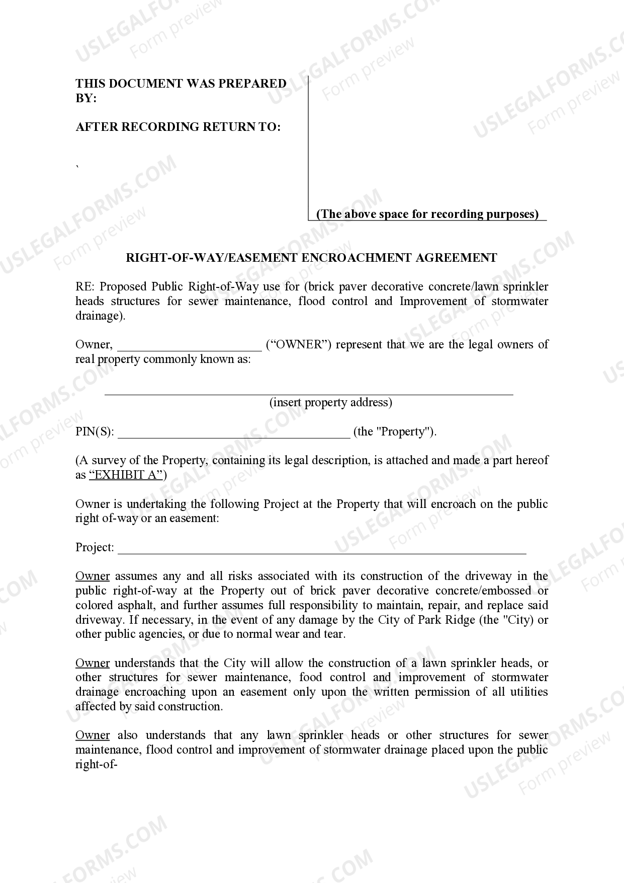 Illinois RightofWay Easement US Legal Forms