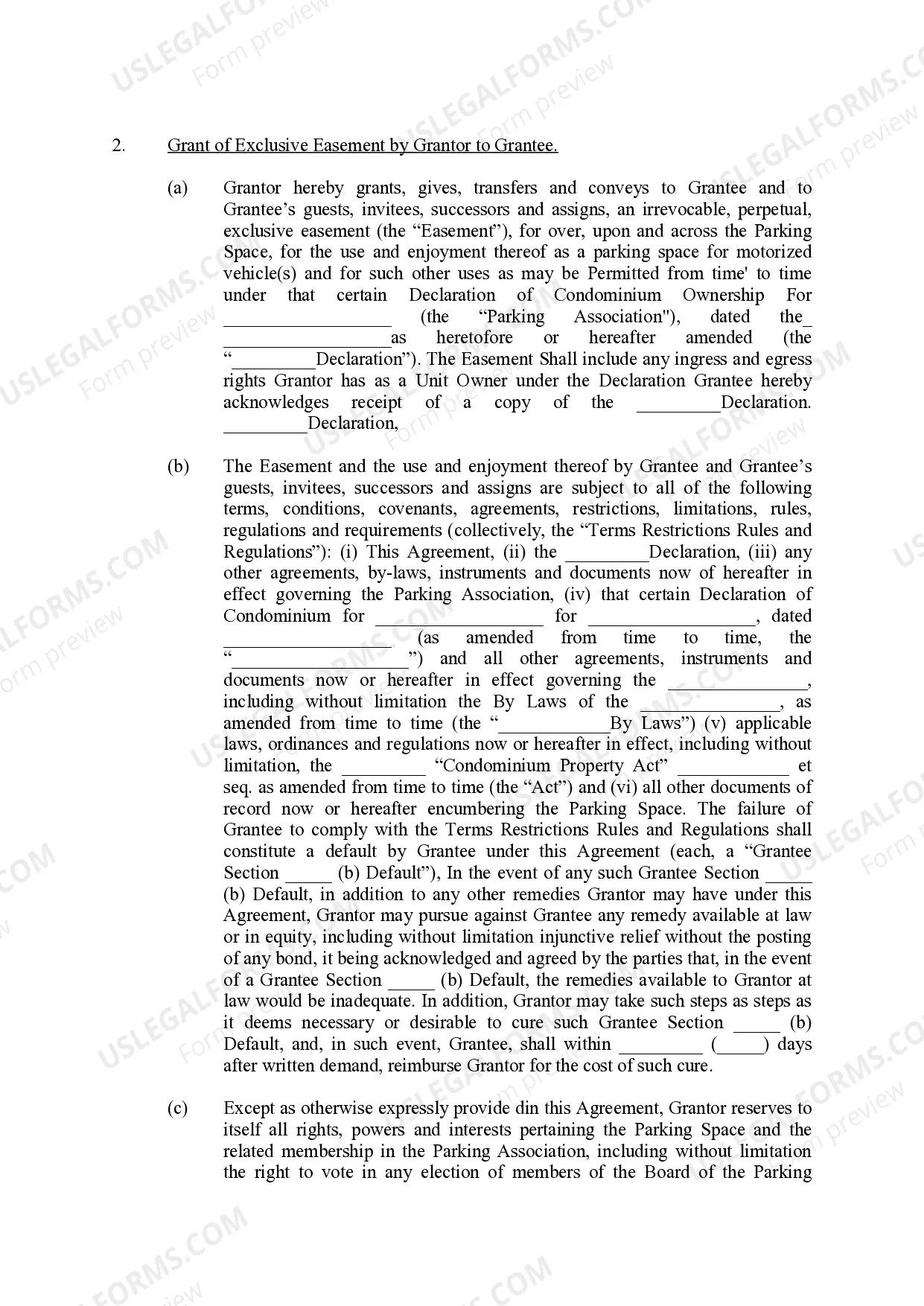 Preview Exclusive Easement